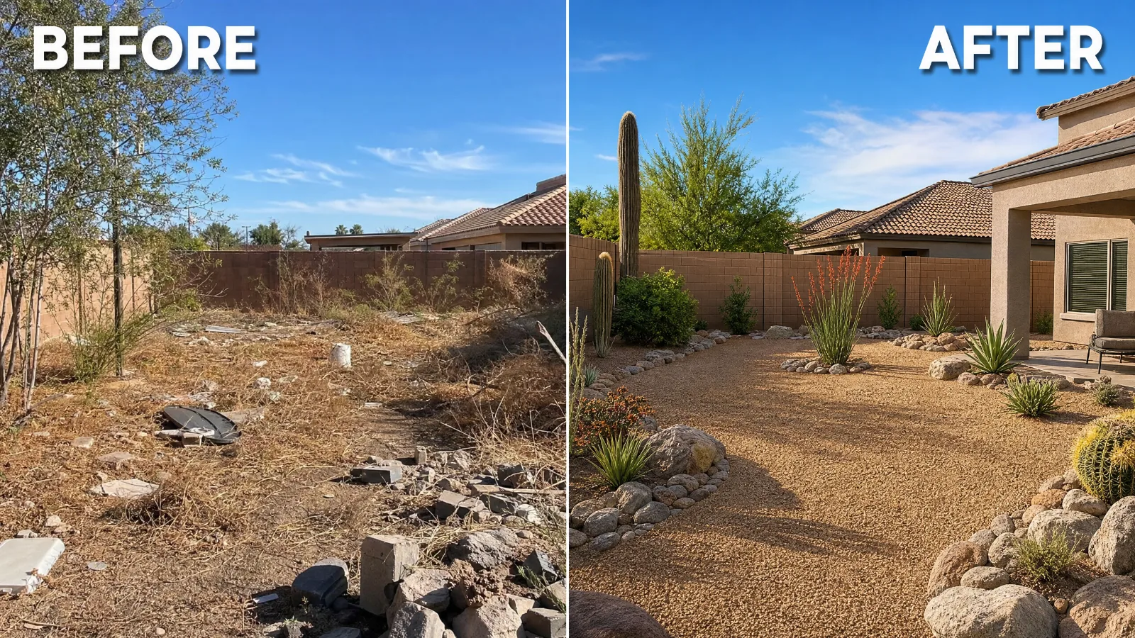 Overgrown lot before professional grading by Rent A Loader Phoenix